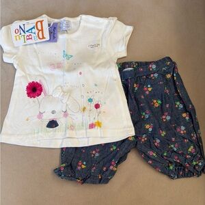 NWT Babaluno Baby Girls Romper & Bloomers Set Size 9-12 Months